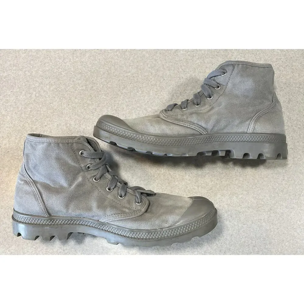 Palladium Hi Top Lace Up Canvas Sneakers Men’s Size 10.5 Gray Casual Shoes